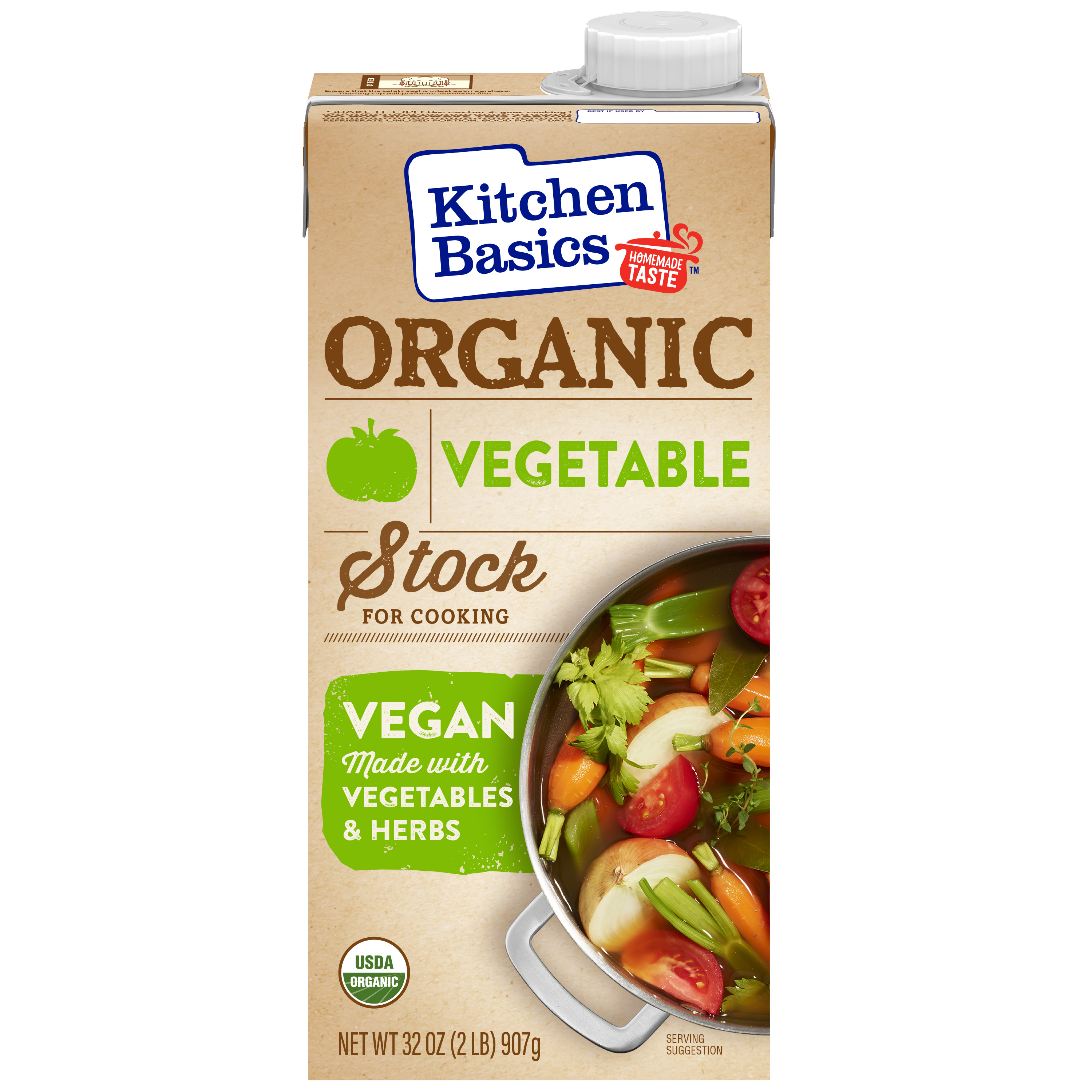 Kitchen Basics Organic Vegetable Stock, 32 oz Carton, front
