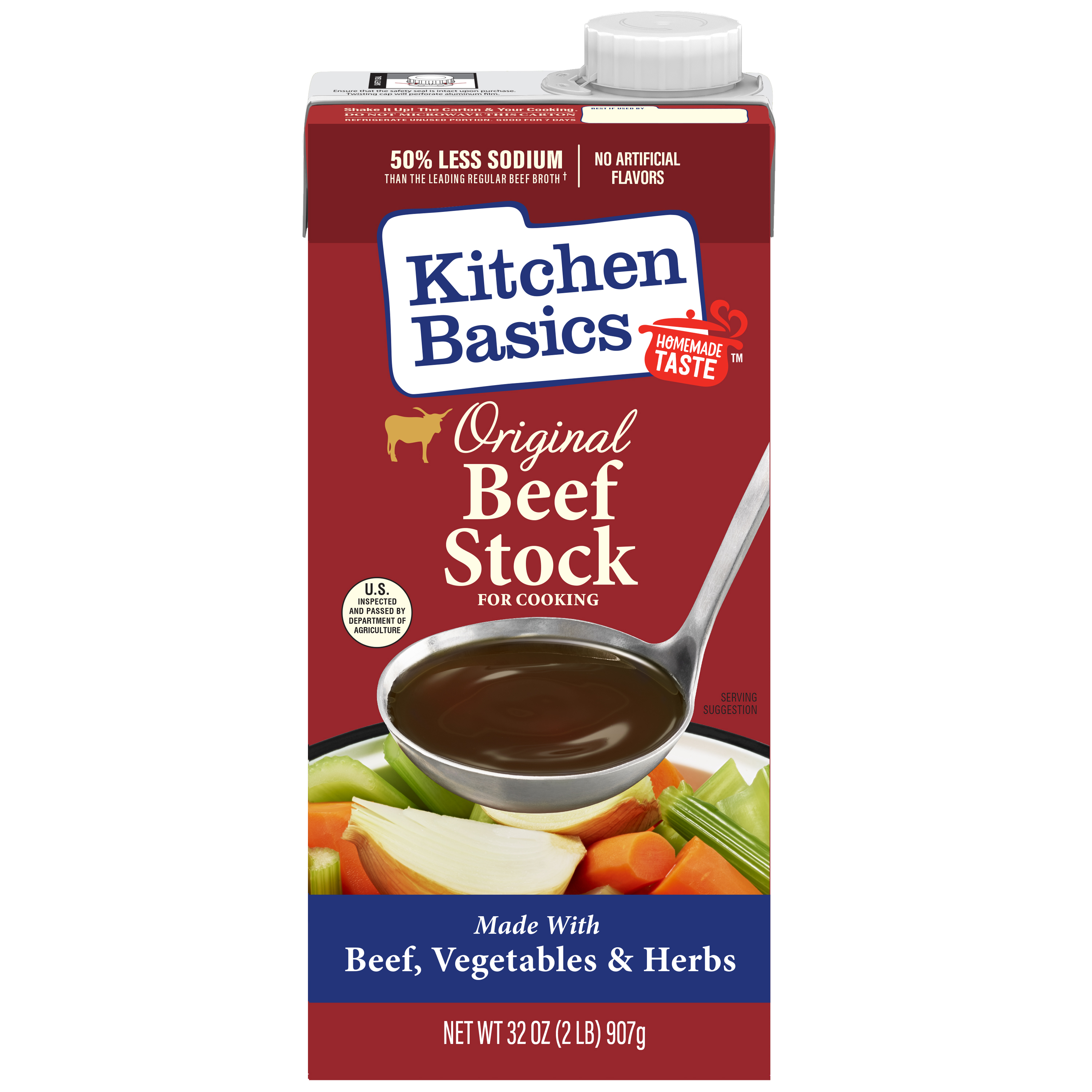 Kitchen Basics Organic Beef Stock, 32 oz Carton, front