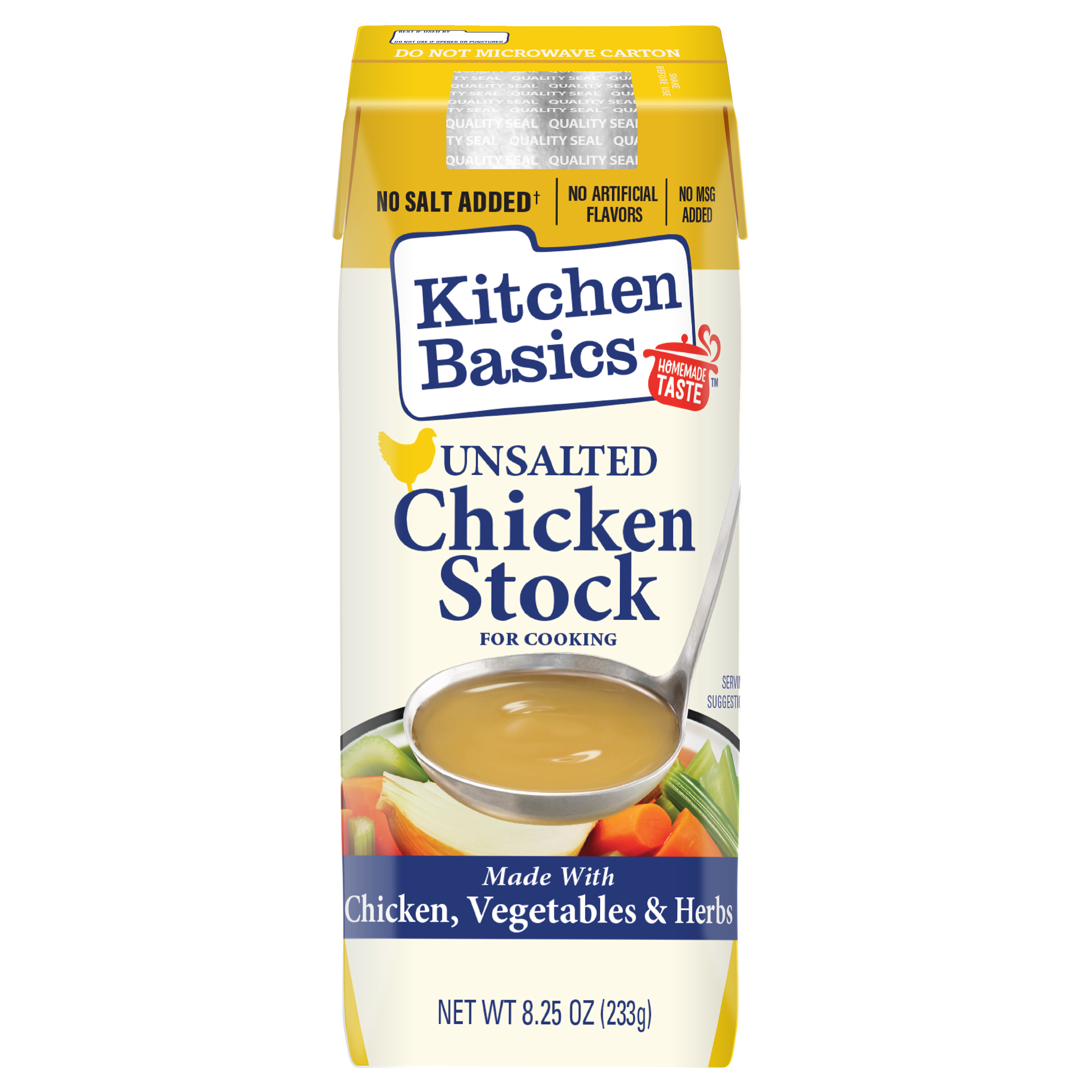 Kitchen Basics Unsalted Chicken Stock, 8.25 oz Carton, front