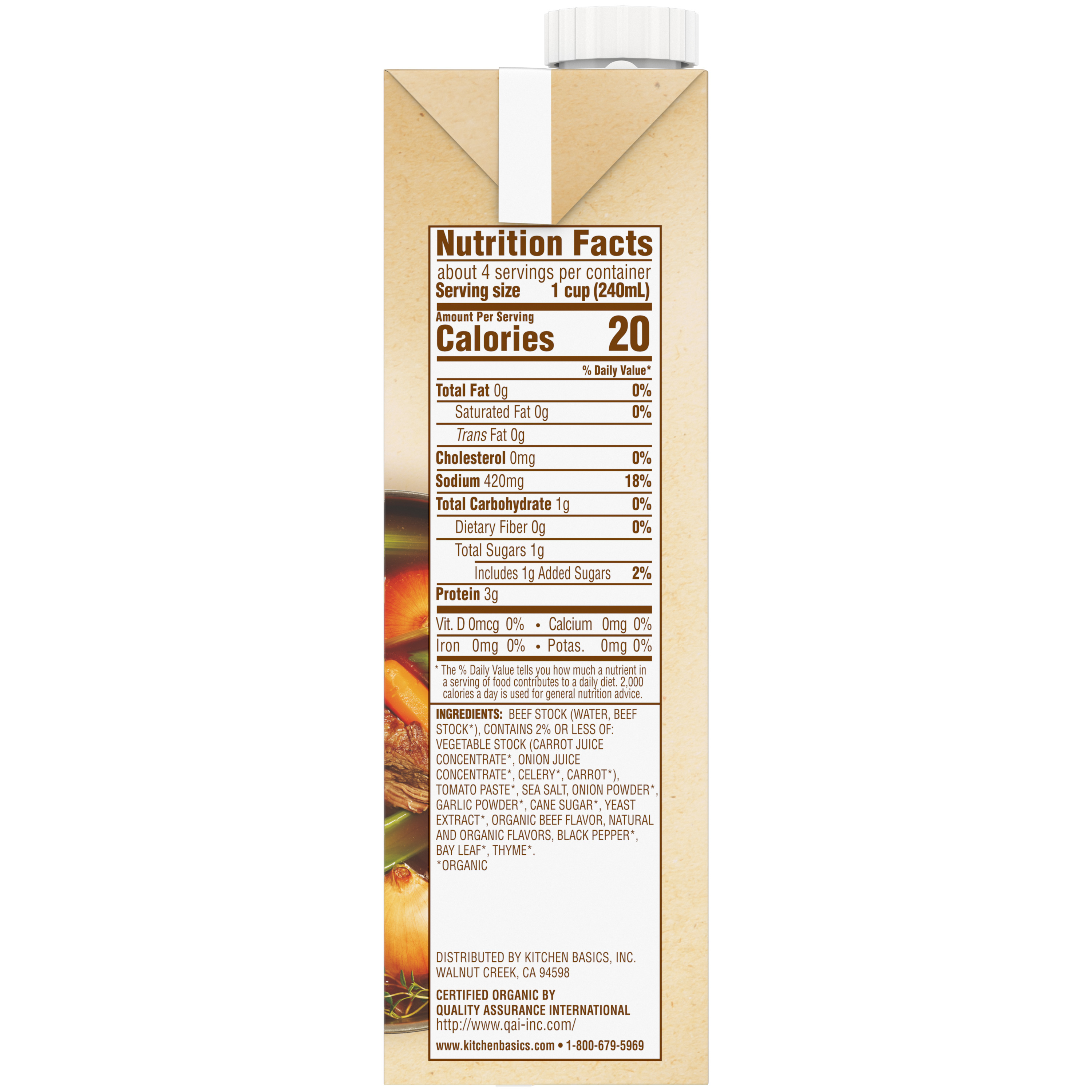 Organic Beef Stock, 32 oz - Side