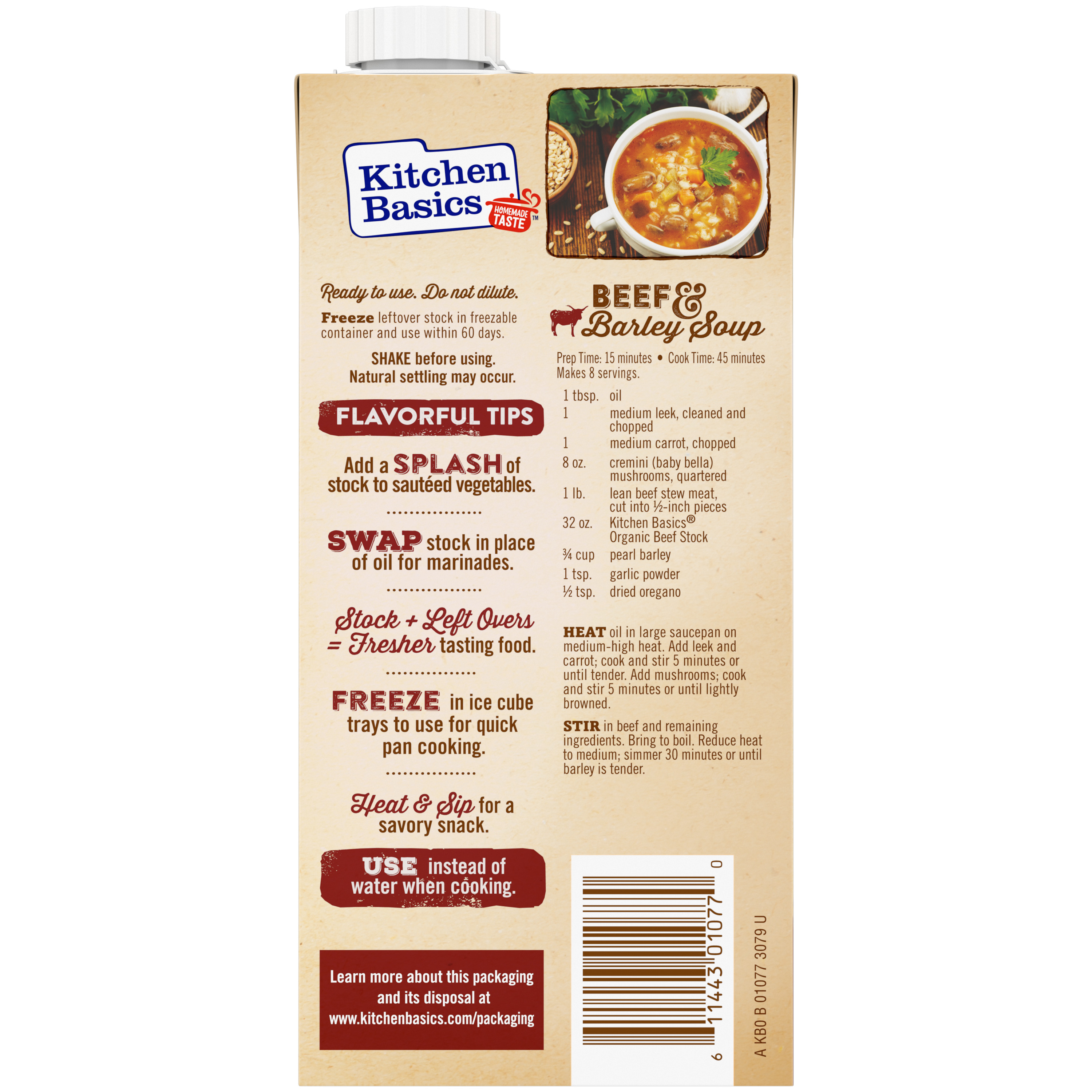 Organic Beef Stock, 32 oz - Back