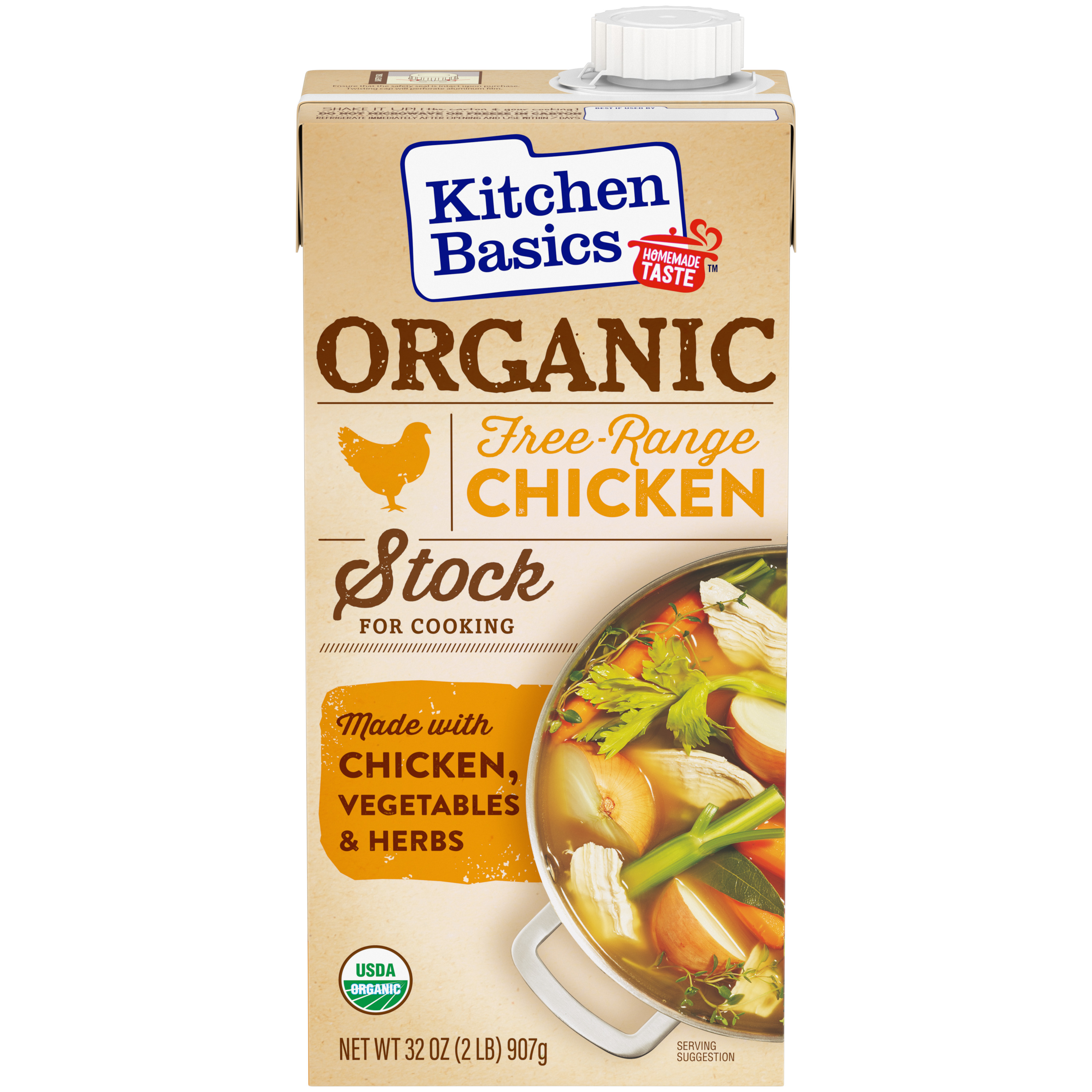 Organic Free Range Chicken Stock, 32 oz - Front