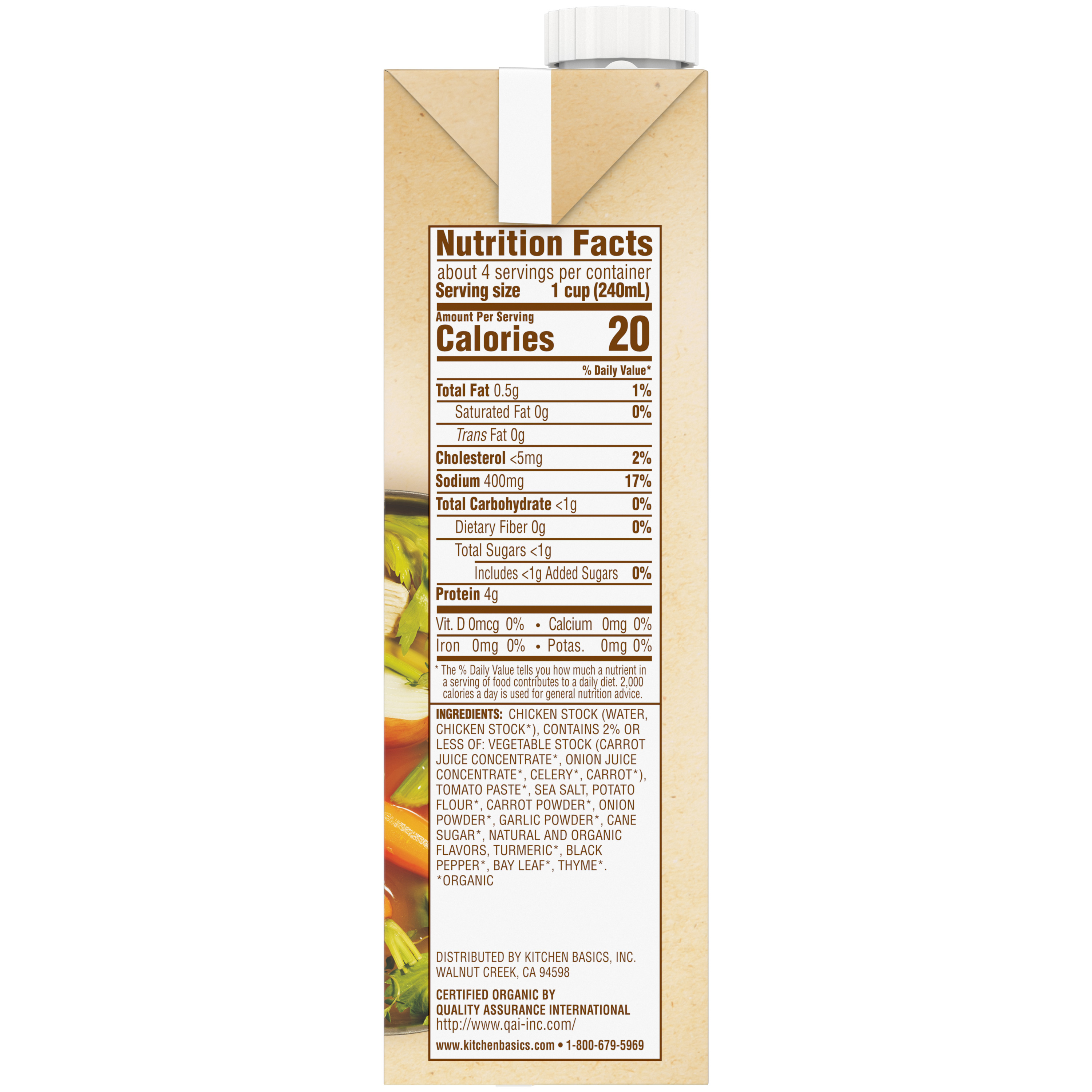 Organic Free Range Chicken Stock, 32 oz - Side