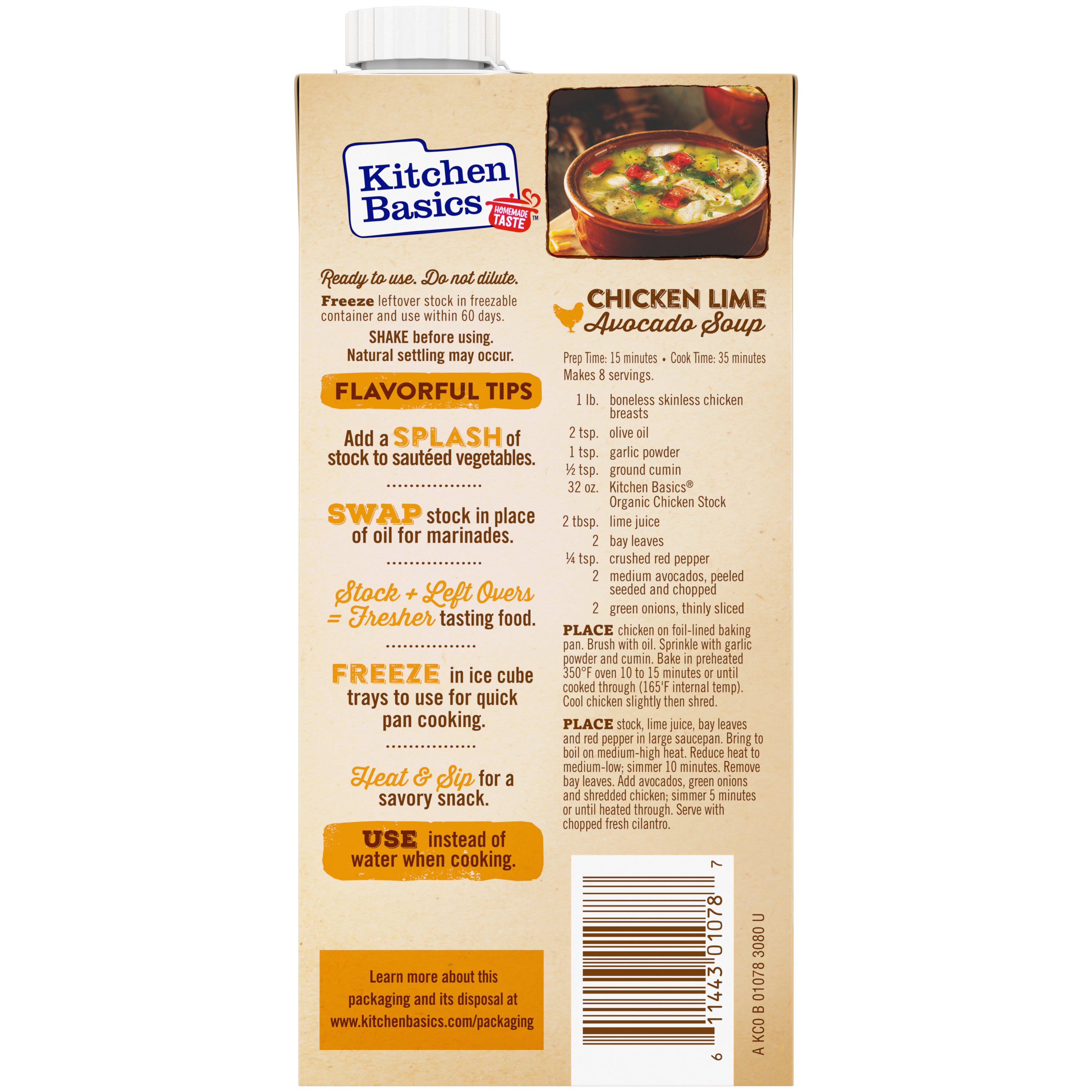 Organic Free Range Chicken Stock, 32 oz - Back