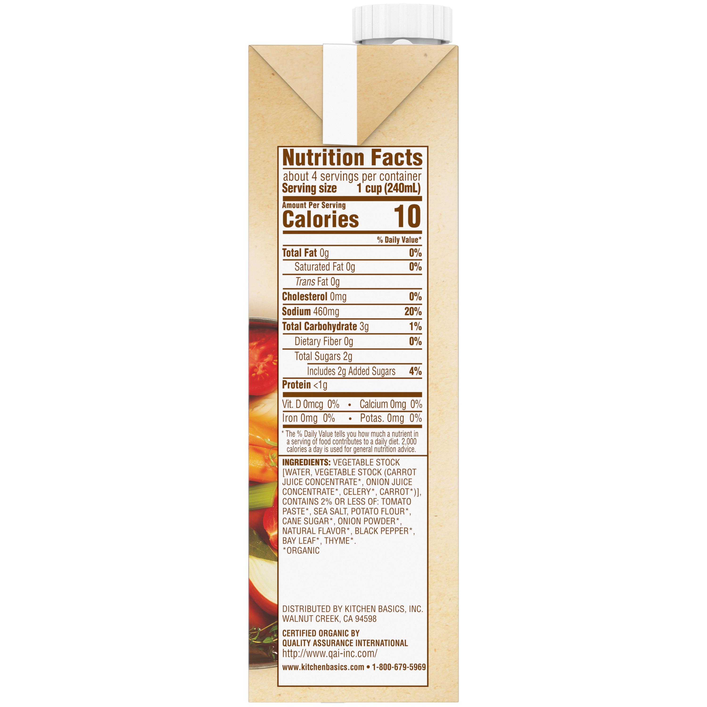 Organic Vegetable Stock, 32 oz - Side