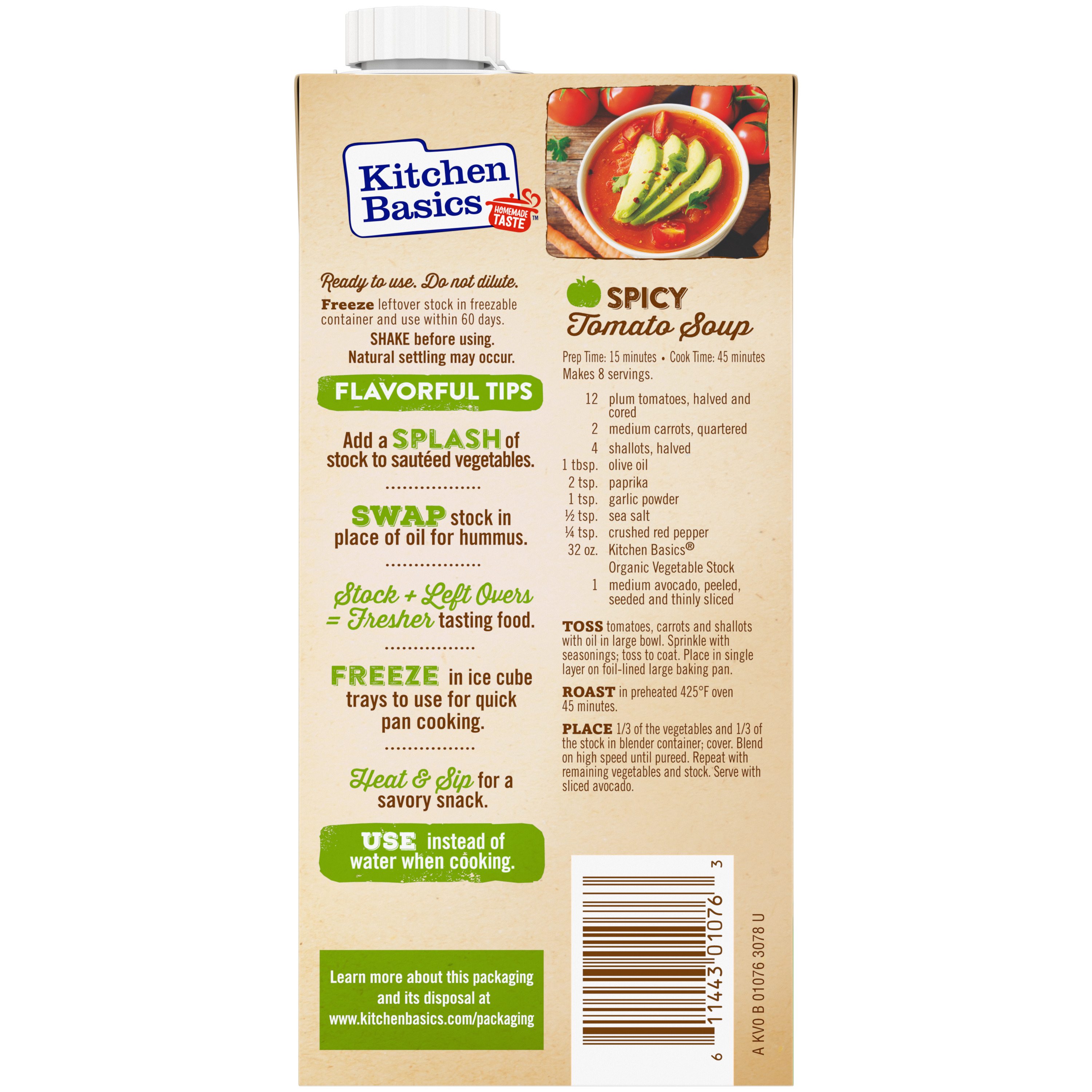 Organic Vegetable Stock, 32 oz - Back
