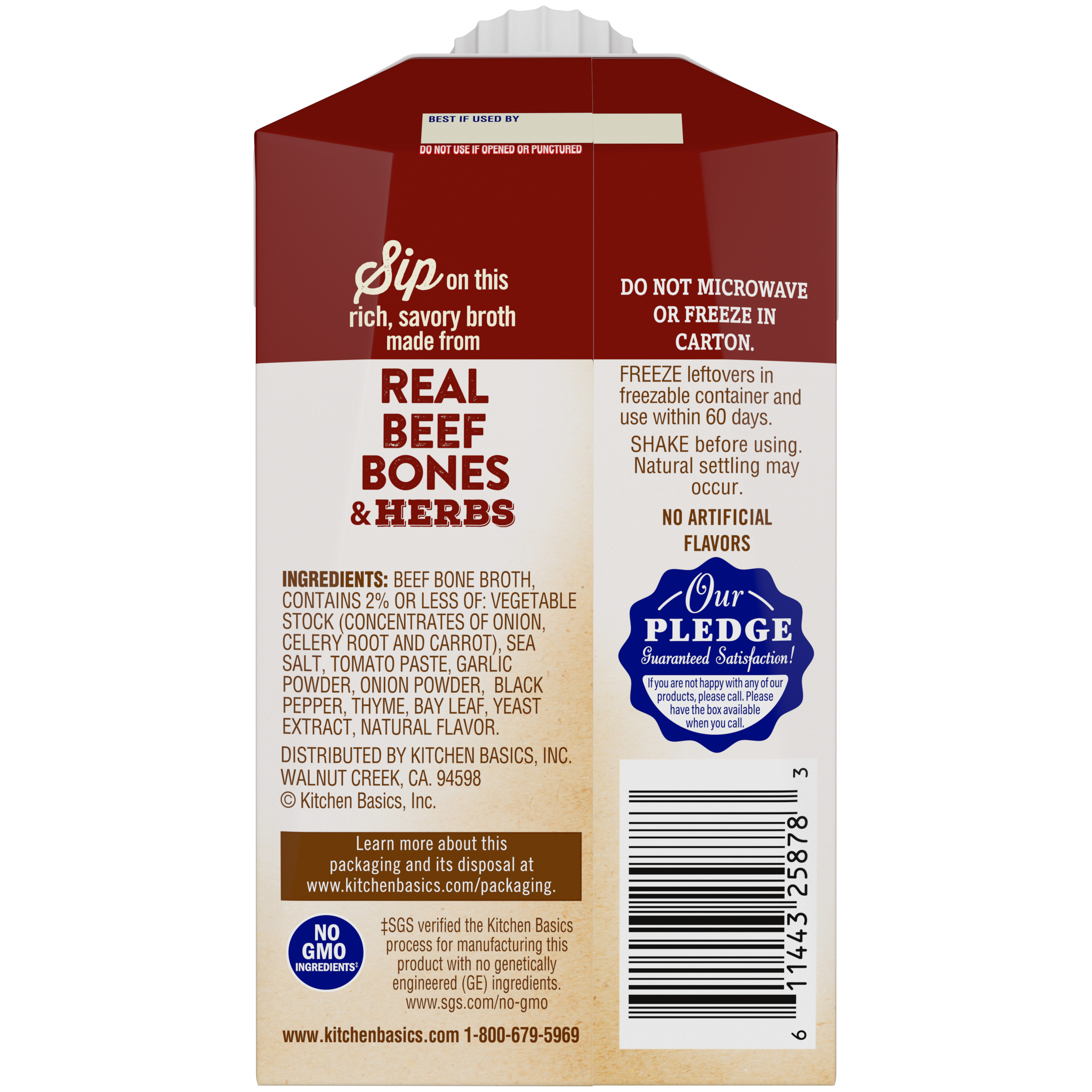 Original Beef Bone Broth, 8.25 oz - Back Panel