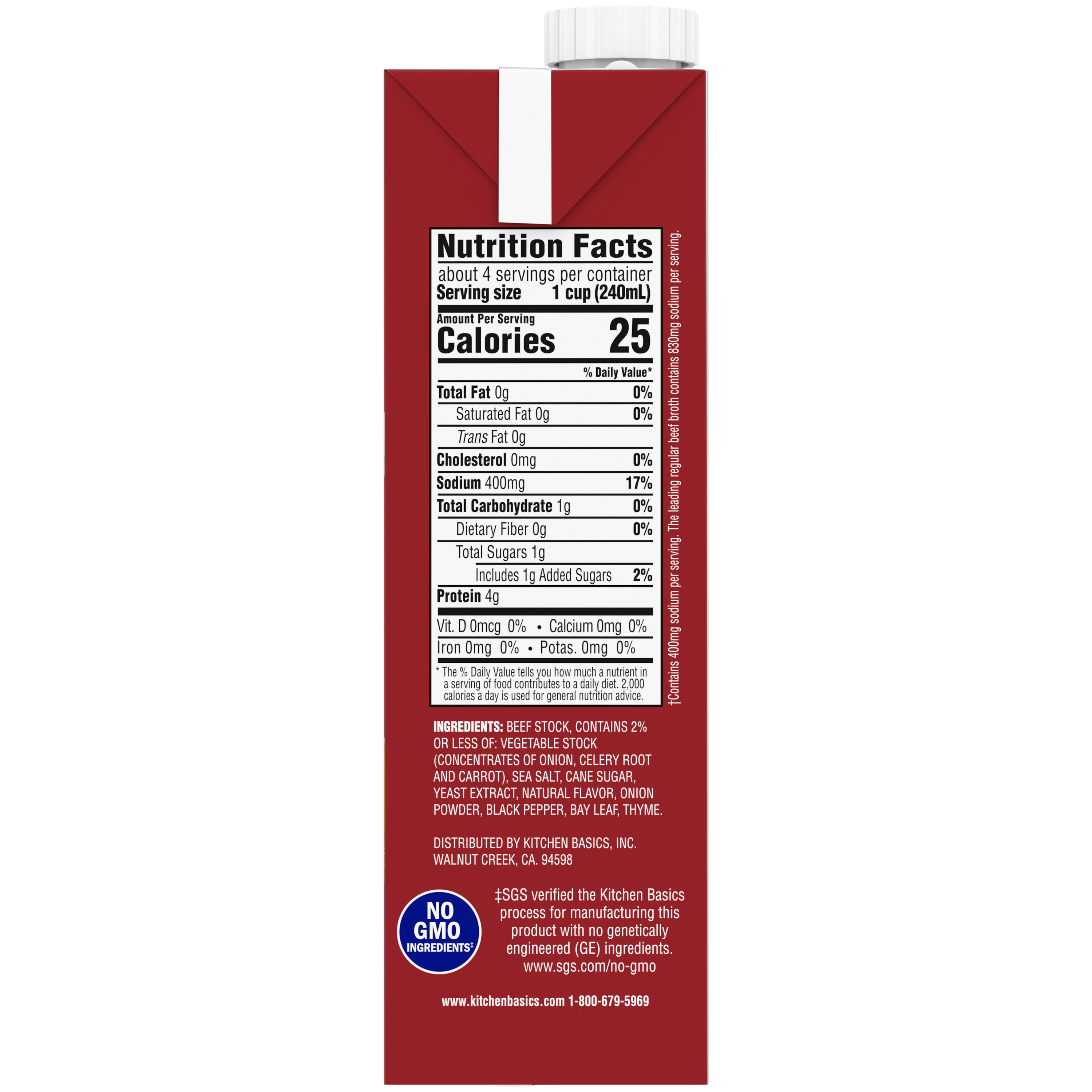 Original Beef Stock, 32 oz - Side Panel