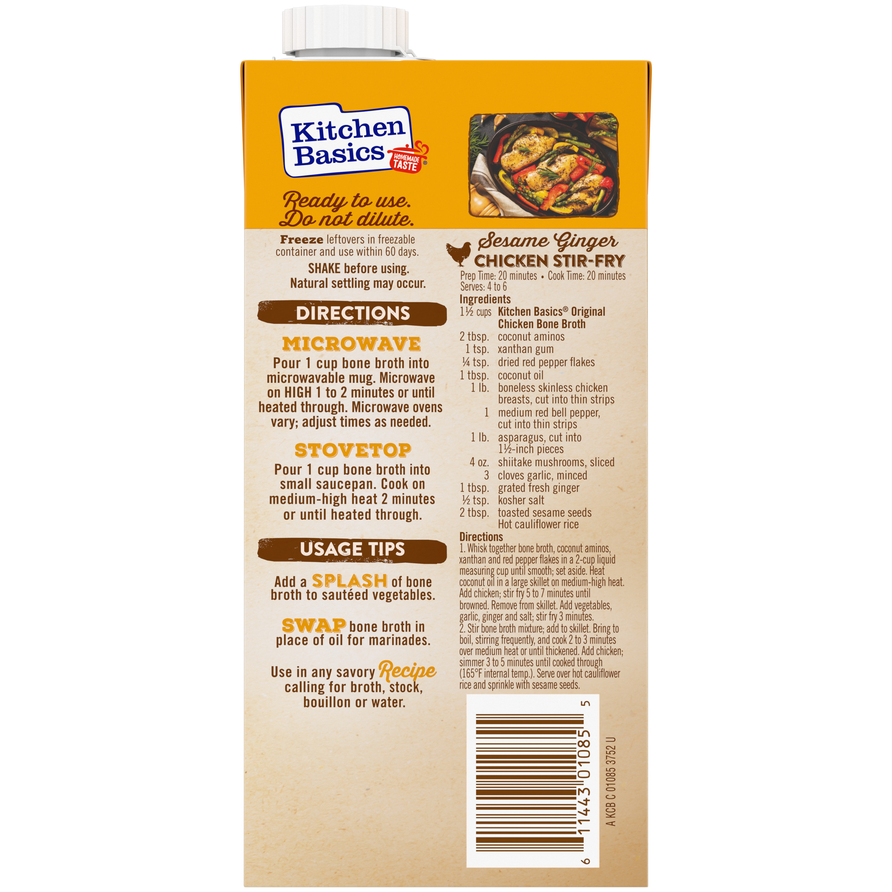 Original Chicken Bone Broth, 32 oz - Back