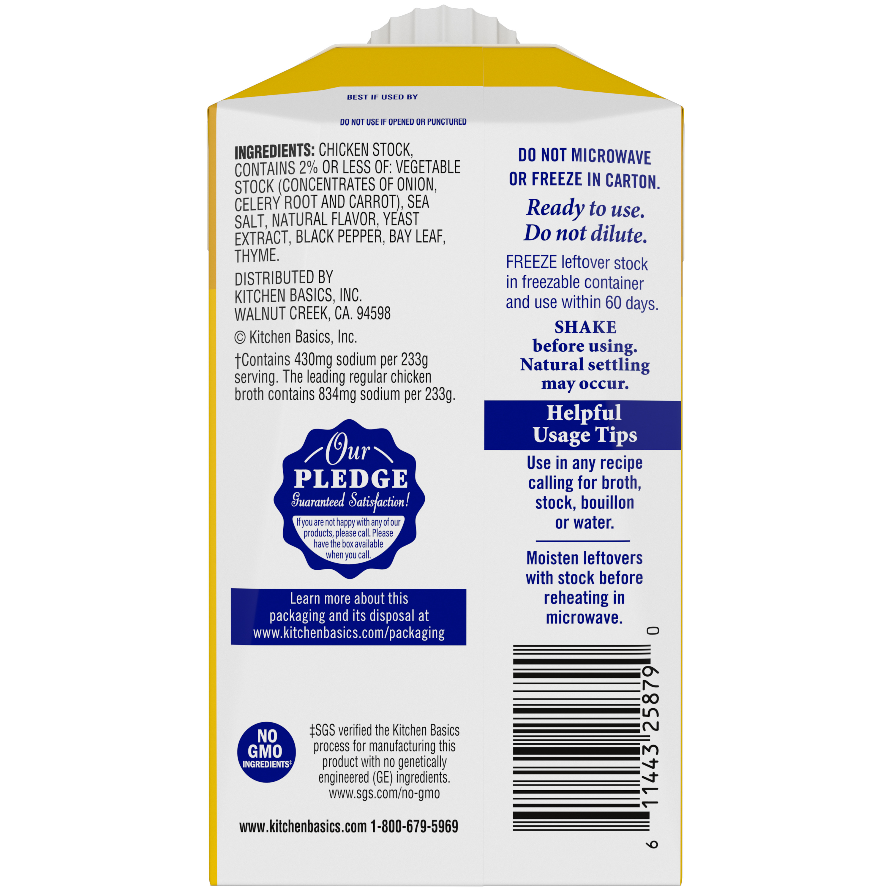 Original Chicken Stock, 8.25 oz - Back
