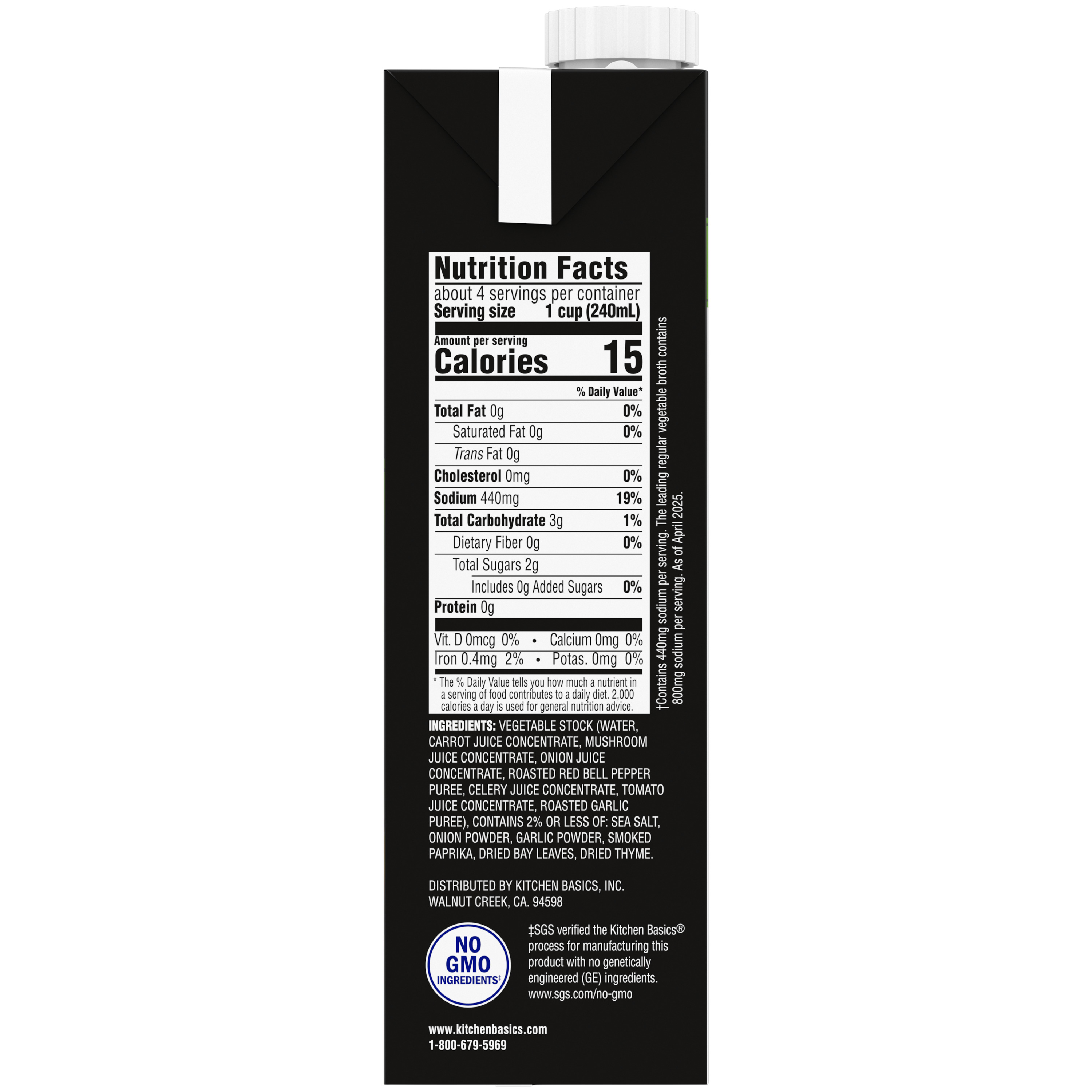 Roasted Vegetable and Herb Culinary Stock - Nutrition Side Panel
