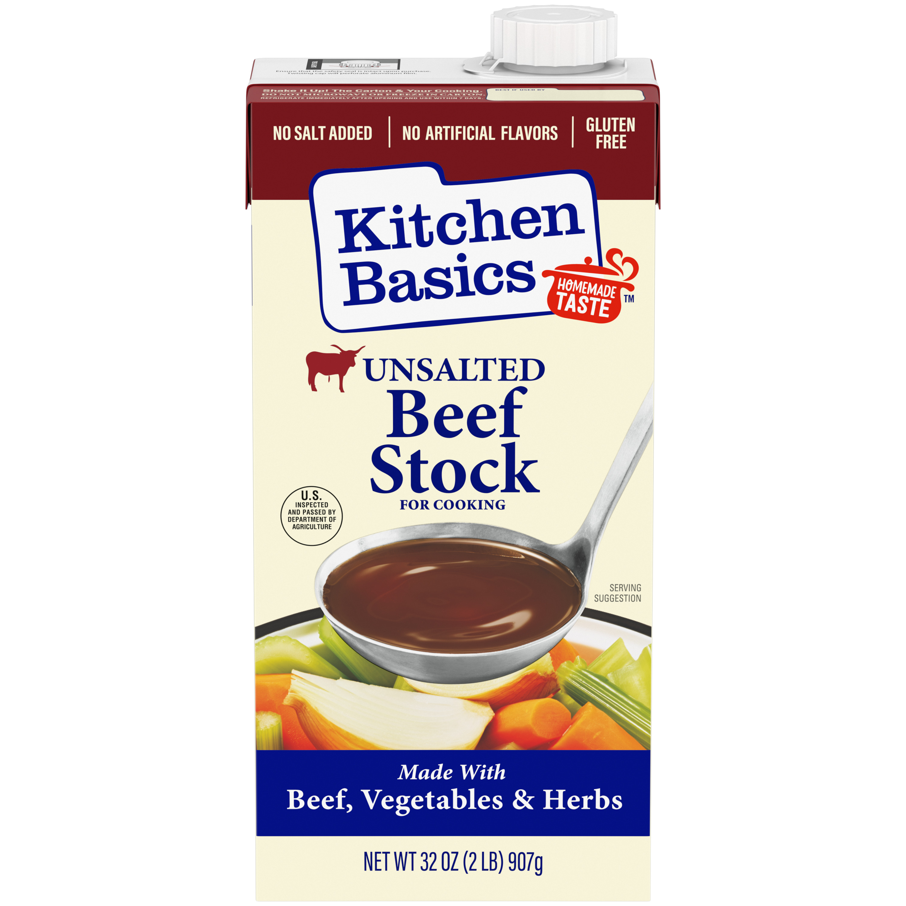 Unsalted Beef Stock, 32 oz - Front