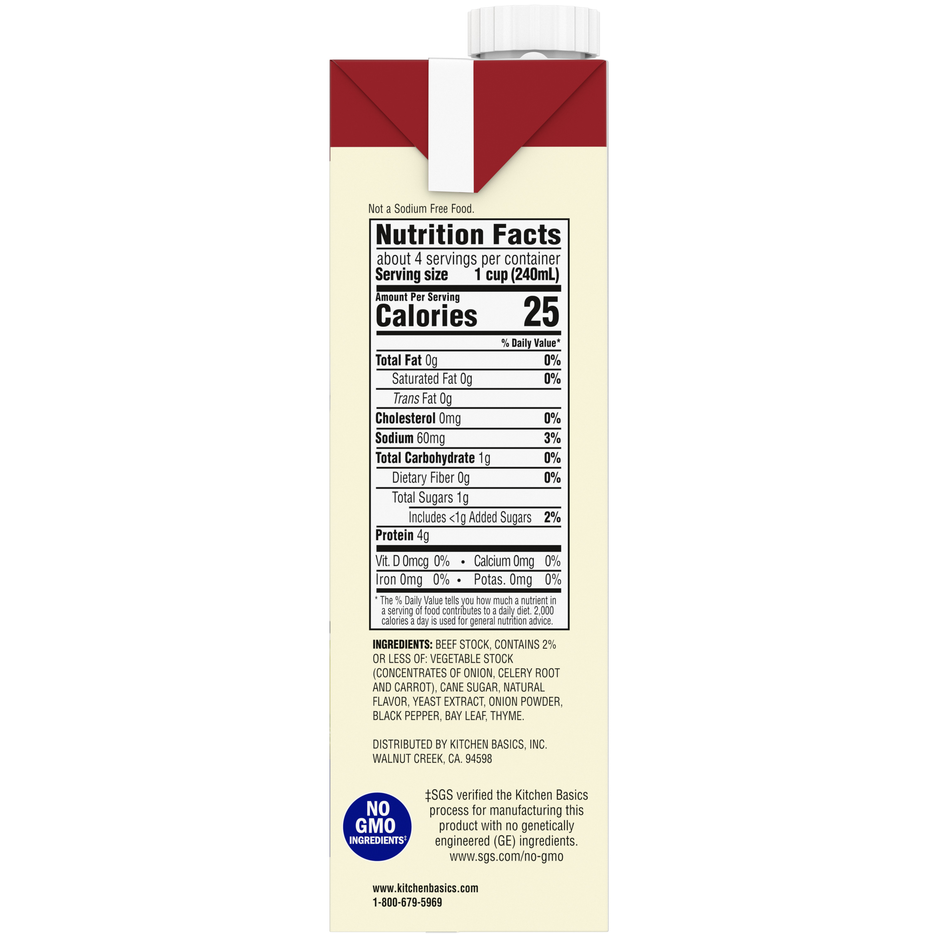 Unsalted Beef Stock, 32 oz - Side
