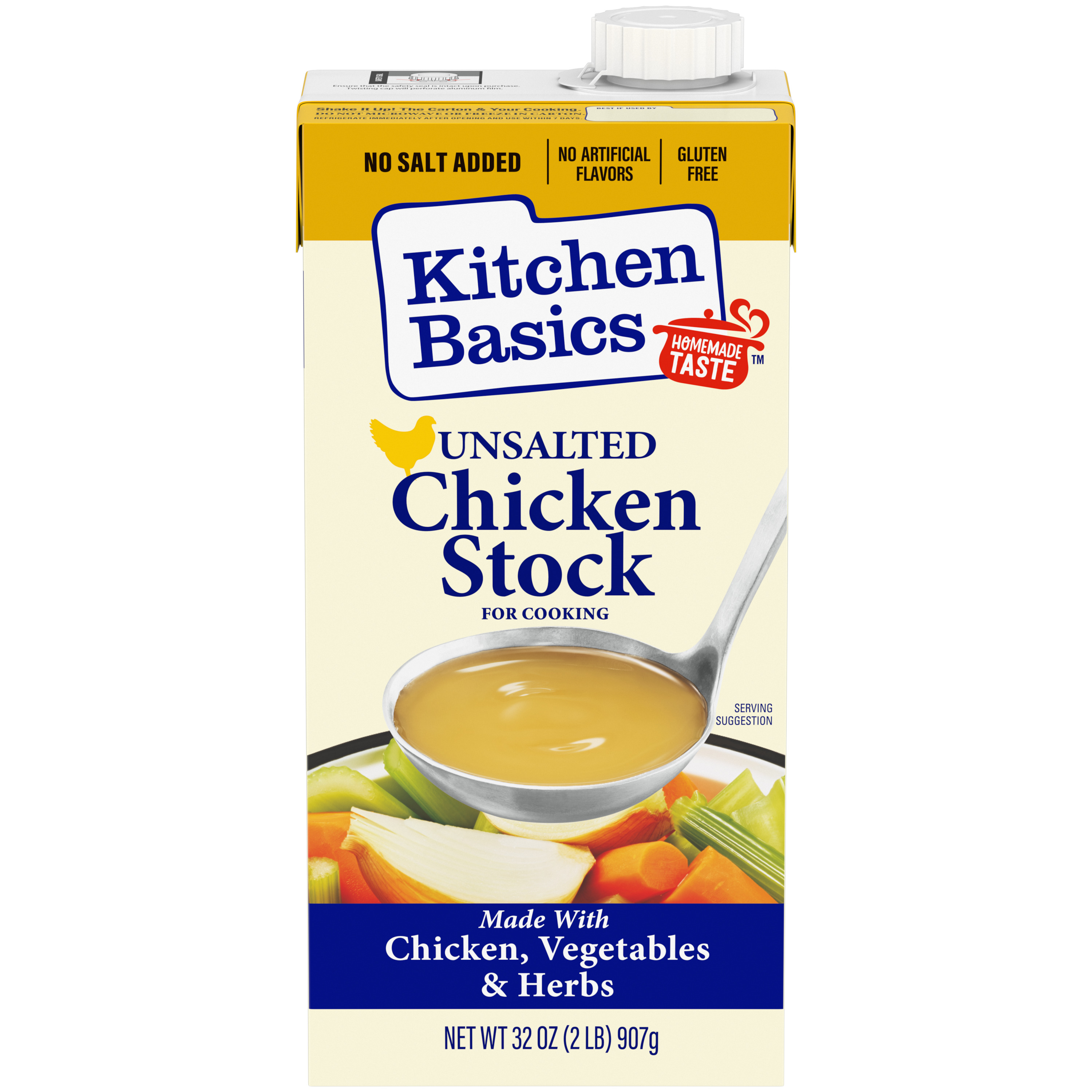 Unsalted Chicken Stock, 32 oz - Front