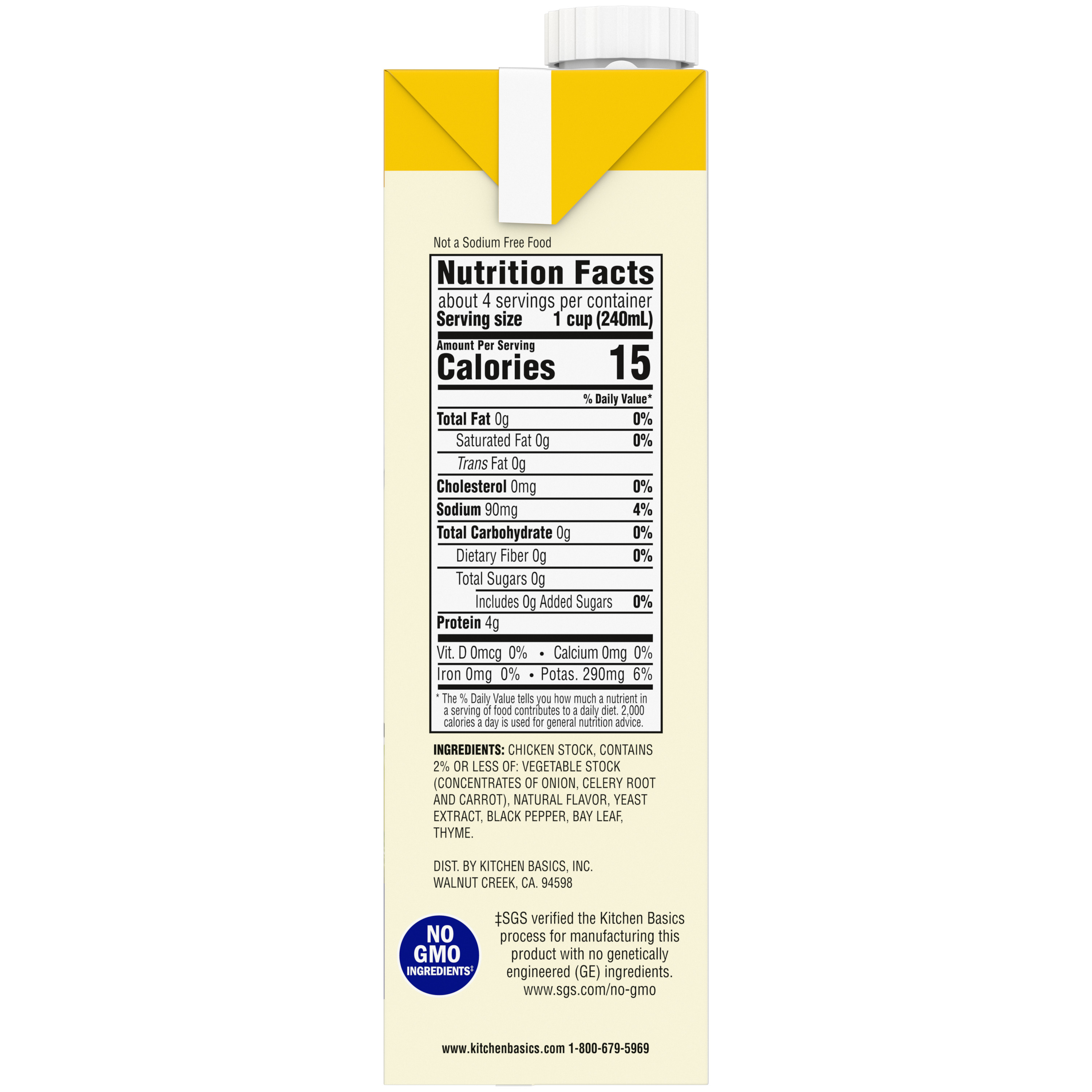 Unsalted Chicken Stock, 32 oz - Side