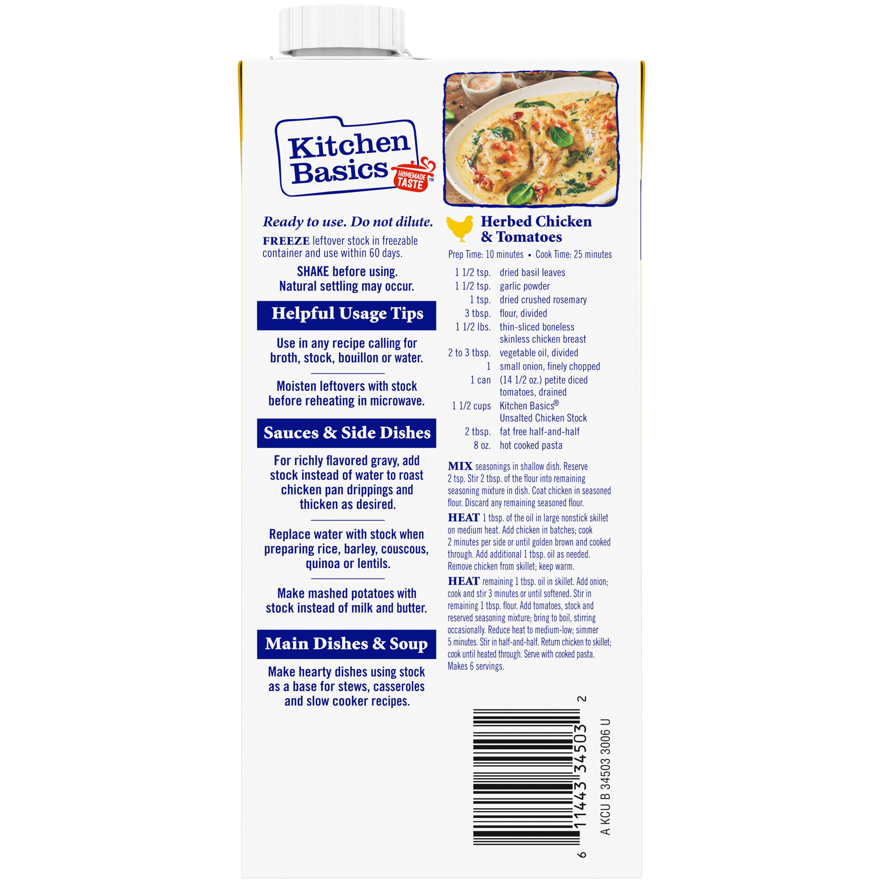 Unsalted Chicken Stock, 32 oz - Back 