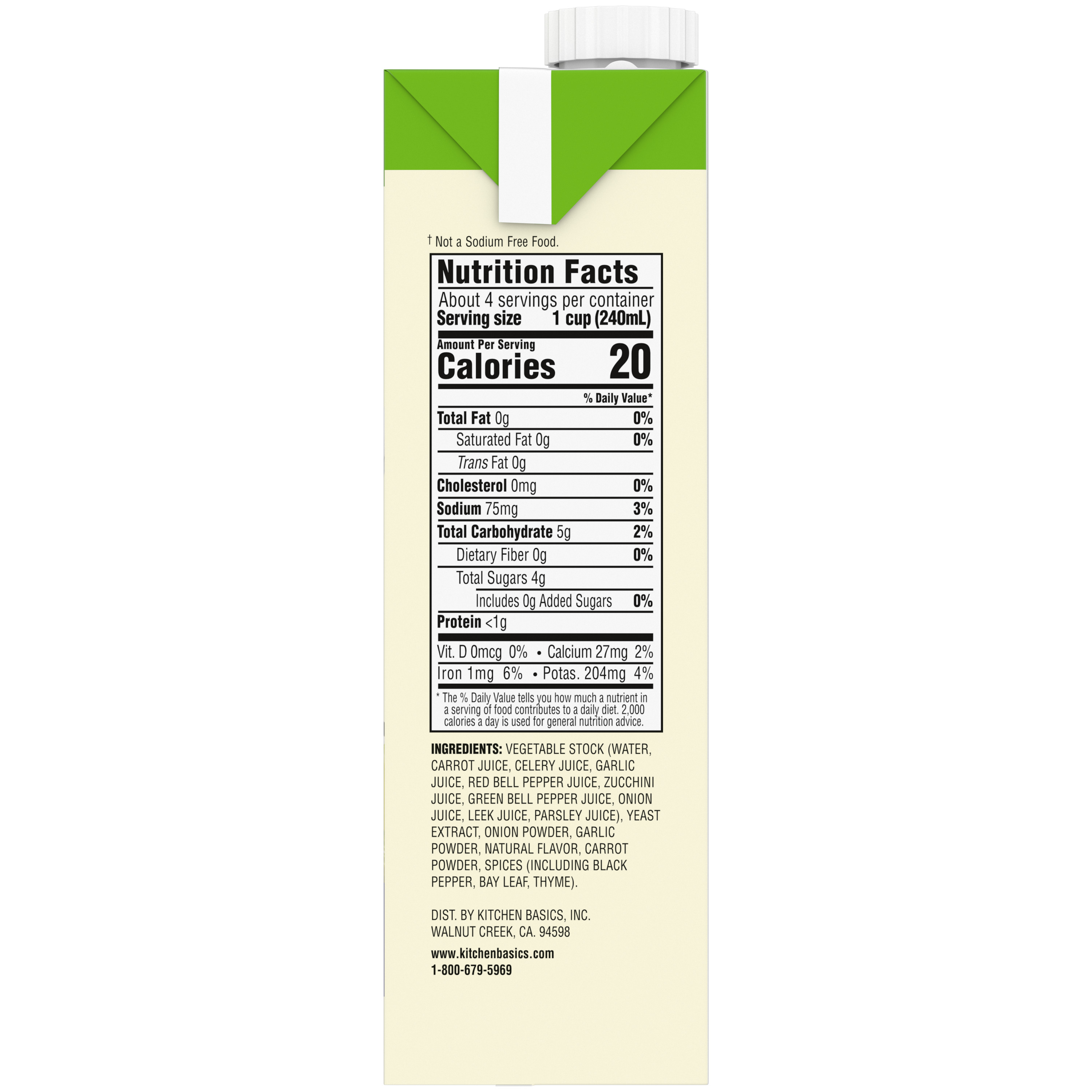 Unsalted Vegetable Stock, 32 oz - Side